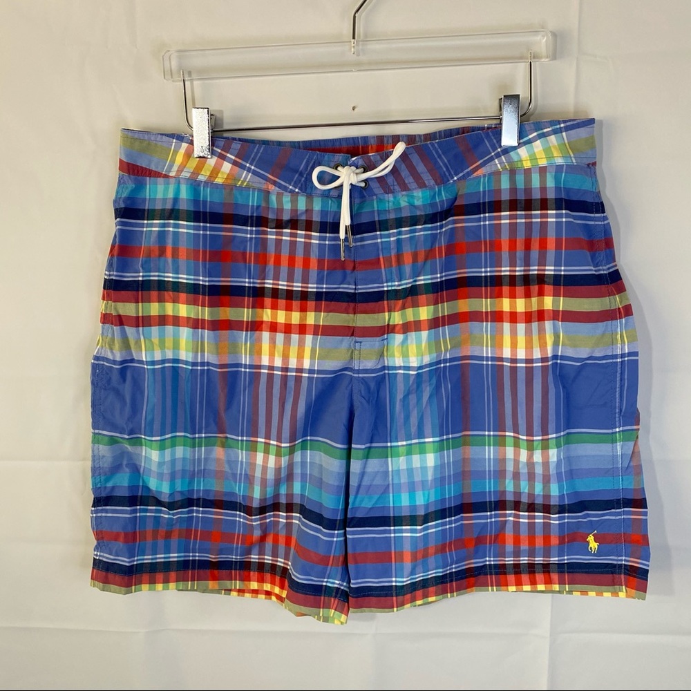 Polo Ralph Lauren Blue Plaid Swim Trunks sz 38